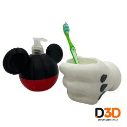 Kit Baño Mickey Porta Cepillo con Dispenser