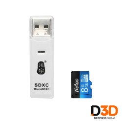 Kit Lector de Tarjeta de Memoria + MicroSDHC Netac 8GB Clase 10 Simil Creality